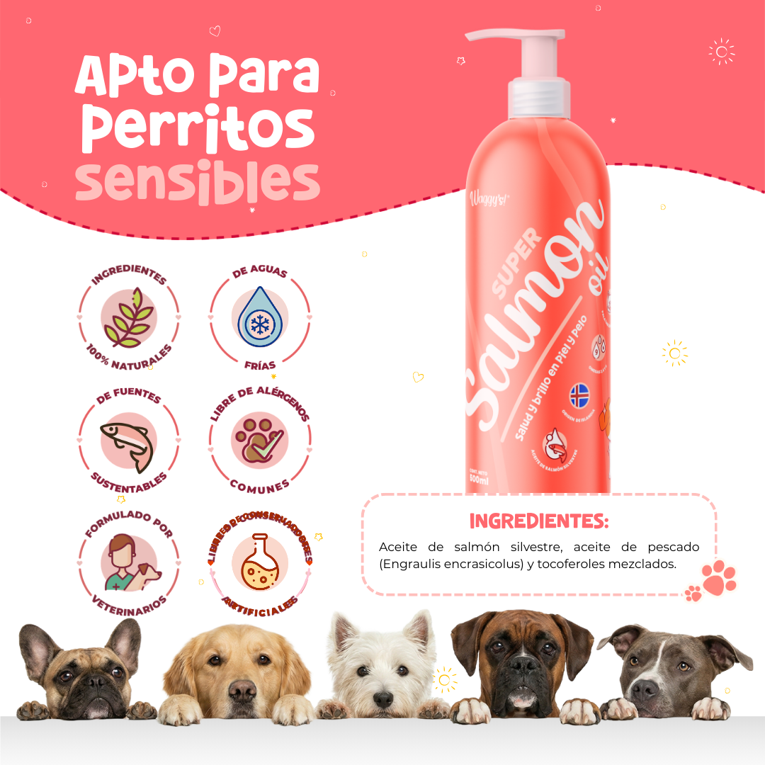 Salmón Silvestre con Omegas para Perros | Waggy's Super Salmon Oil