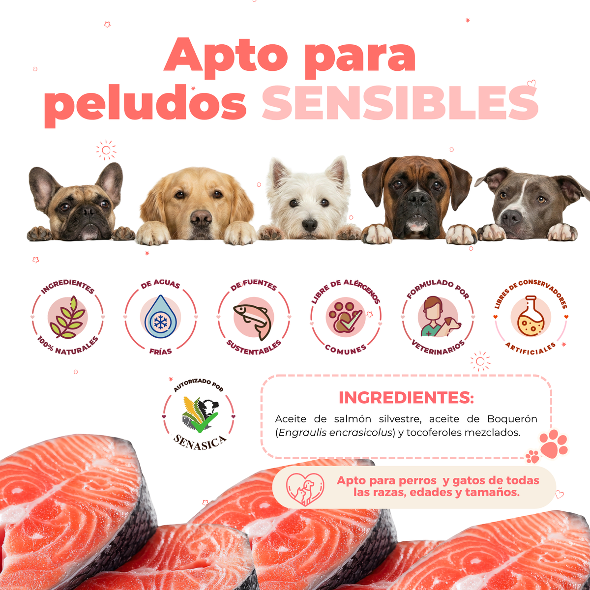 Salmón Silvestre con Omegas para Perros | Waggy's Super Salmon Oil